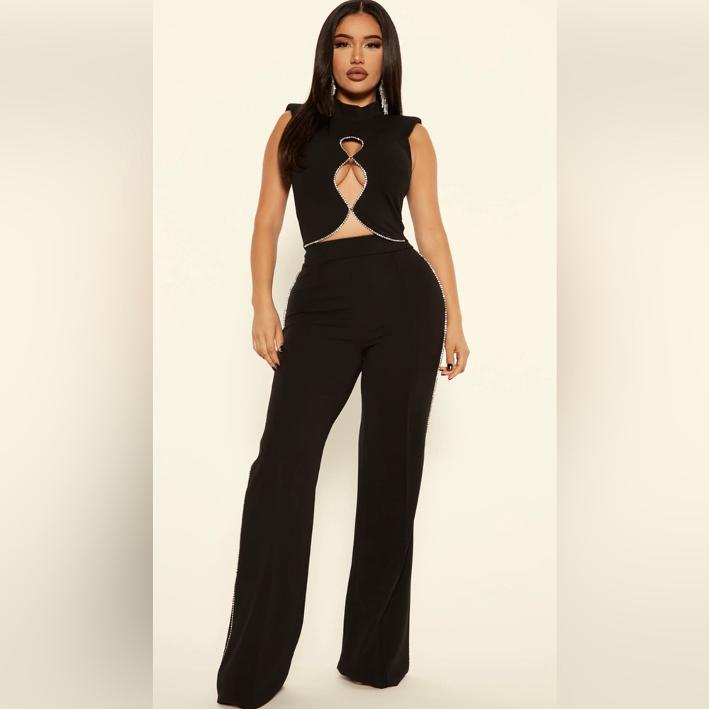 Black rhinestone pants set tall girl friendly!